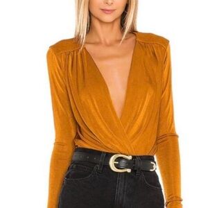 Free People bodysuit yellow gold sexy boho party new with tags size XS y2k $68